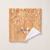 Funkelnd orangefarbener Bambusprint Monogram Badhandtuch Set (Waschlappen)