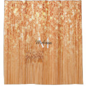 Funkelnd orangefarbener Bambusprint Monogram Duschvorhang (Vorderseite)