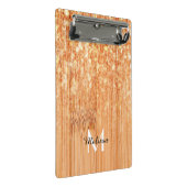 Funkelnd orangefarbener Bambusprint Monogram Mini Klemmbrett (Schrägansicht)