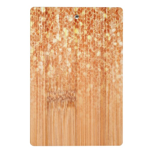 Funkelnd orangefarbener Bambusprint Monogram Mini Klemmbrett (Rückseite)