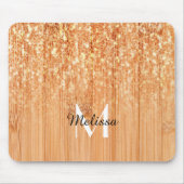 Funkelnd orangefarbener Bambusprint Monogram Mousepad (Vorne)