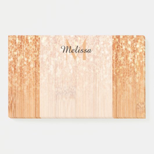 Funkelnd orangefarbener Bambusprint Monogram Post-it Klebezettel (Vorderseite)