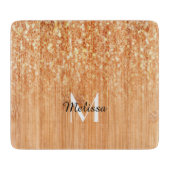 Funkelnd orangefarbener Bambusprint Monogram Schneidebrett (Vorderseite)