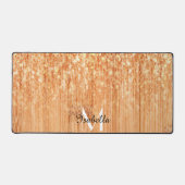 Funkelnd orangefarbener Bambusprint Monogram Schreibtischunterlage (Vorderseite)