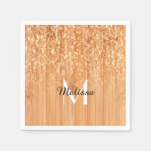 Funkelnd orangefarbener Bambusprint Monogram Serviette (Vorderseite)