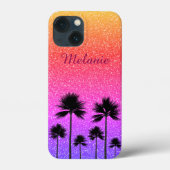 Funkelnd Palmen Gradient Sunset Personalisiert Case-Mate iPhone Hülle (Rückseite)