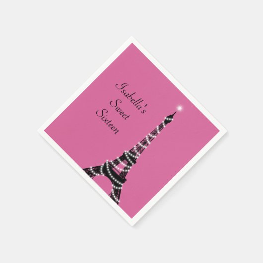 Funkelnd Paris 16 . Geburtstag Napkin Serviette (Ecke)