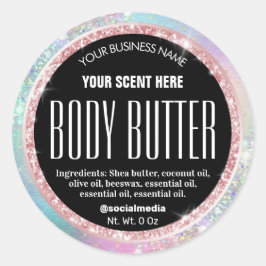 Funkelnd Pastellfarben Pink Blue Body Butter Label Runder Aufkleber