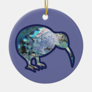 Funkelnd Pāua Color Kiwi Bird Xmas Ornament