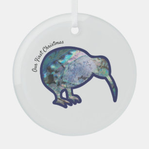 Funkelnd Pāua Kiwi Bird Weihnachtsdekoration Ornament Aus Glas