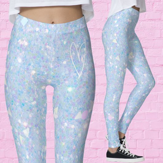 Funkelnd Periwinkle Blue Glitzer Womens Leggings
