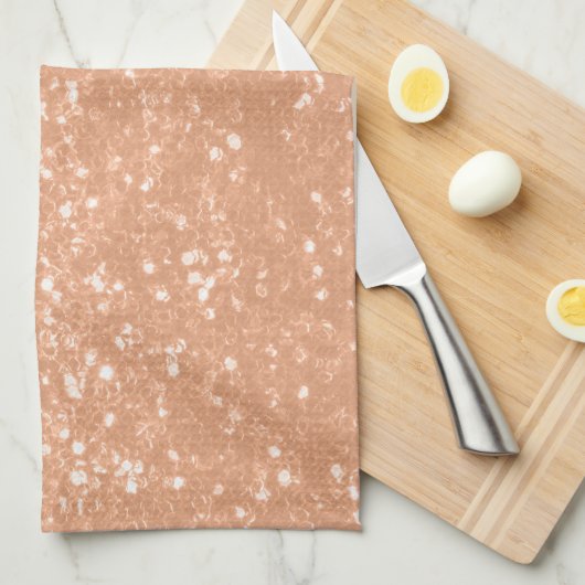 Funkelnd pfirsichfarbene Imitate Glitzern Farbe de Geschirrtuch (Viertel Falte)