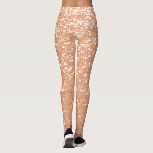 Funkelnd pfirsichfarbene Imitate Glitzern Farbe de Leggings (Rückseite)