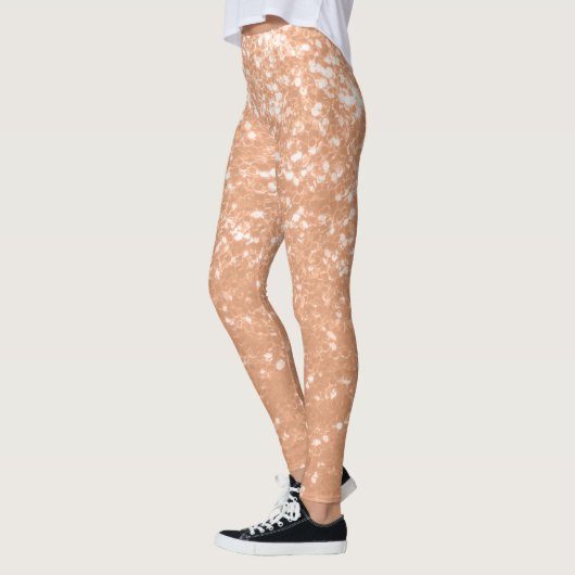 Funkelnd pfirsichfarbene Imitate Glitzern Farbe de Leggings (Links)