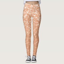Funkelnd pfirsichfarbene Imitate Glitzern Farbe de Leggings