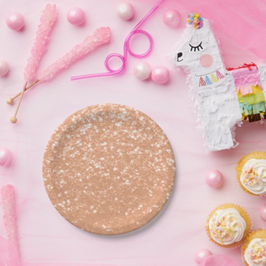 Funkelnd pfirsichfarbene Imitate Glitzern Farbe de Pappteller (Party)