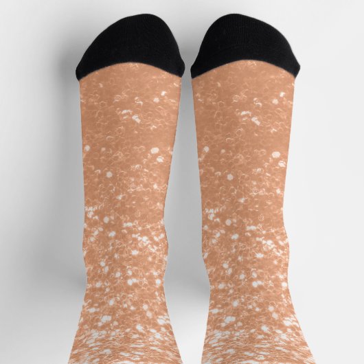 Funkelnd pfirsichfarbene Imitate Glitzern Farbe de Socken (Oben)