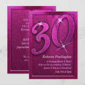 Funkelnd Pink 30 und Kokette Einladungen zum Gebur (Vorne/Hinten)