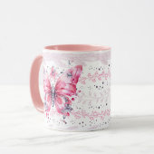 Funkelnd Pink Glitzer Fairy Butterfly Tasse (Vorderseite Links)
