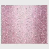 Funkelnd Pink Laurel Floral Silver Diamonds Geschenkpapier (Flach)