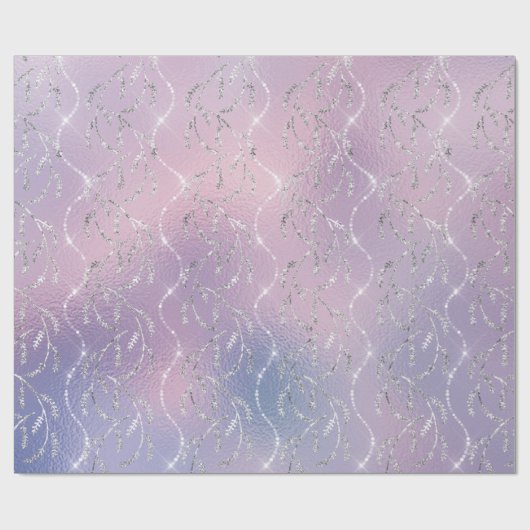 Funkelnd Pink Lilac Laurel Floral Silver Diamonds Geschenkpapier (Flach)