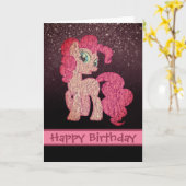 Funkelnd Pink Little Pony Happy Birthday Karte (Gelbe Blume)