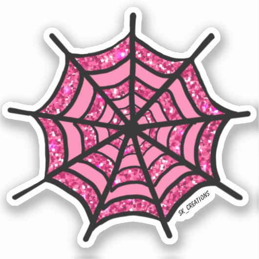 Funkelnd Pink Spider Web Aufkleber (Vorderseite)