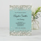 Funkelnd Platin-Glitzer Einladung (Stehend Vorderseite)