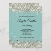 Funkelnd Platin-Glitzer Einladung (Vorne/Hinten)