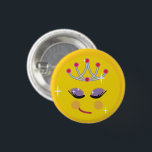 Funkelnd Princess Emoticon Button<br><div class="desc">Eine regale,  glitzernde,  hübsche Prinzessin-Emotion.</div>