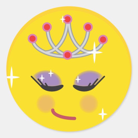 Funkelnd Princess Emoticon Runder Aufkleber (Vorderseite)