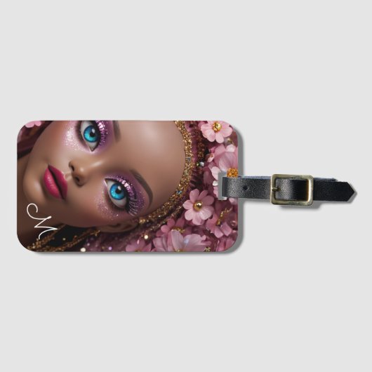 Funkelnd Puppe Glitzer und Blume Gepäckanhänger (Vorderseite (Horizontal))