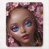 Funkelnd Puppe Glitzer und Blume Mousepad (Vorne)