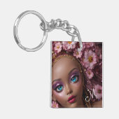 Funkelnd Puppe Glitzer und Blume Schlüsselanhänger (Vorderseite links)