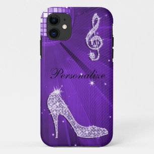 Funkelnd purpurrote lila Musik-Anmerkung u. iPhone 11 Hülle