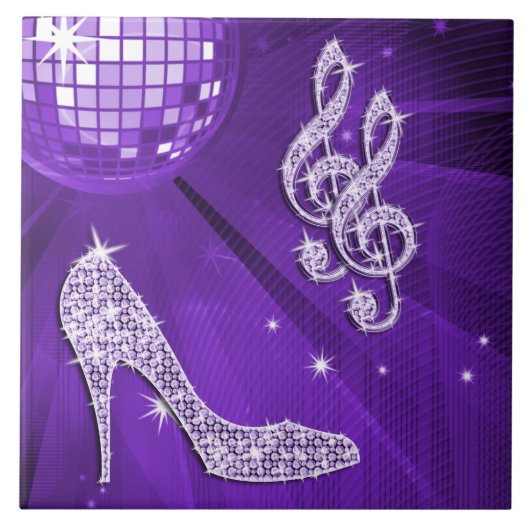 Funkelnd purpurrote lila Musiknote u. Fliese (Vorderseite)