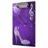 Funkelnd purpurrote lila Musiknote u. Klemmbrett (Links)