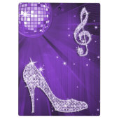 Funkelnd purpurrote lila Musiknote u. Klemmbrett (Rückseite)