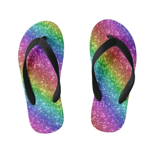 Funkelnd Rainbow-Glitzer Kinderbadesandalen (Fußbett)