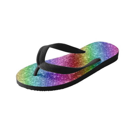 Funkelnd Rainbow-Glitzer Kinderbadesandalen (Schrägansicht)