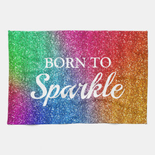Funkelnd Rainbow-Gradient-Glitzer Geboren zu Spark Geschirrtuch