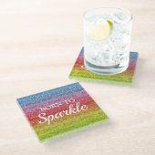 Funkelnd Rainbow-Gradient-Glitzer Geboren zu Spark Glasuntersetzer (Schrägansicht)