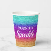 Funkelnd Rainbow-Gradient-Glitzer Geboren zu Spark Pappbecher (Rückseite)