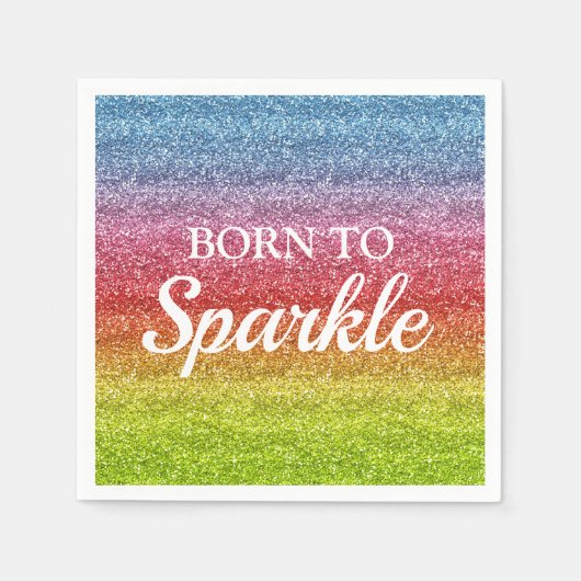 Funkelnd Rainbow-Gradient-Glitzer Geboren zu Spark Serviette (Vorderseite)
