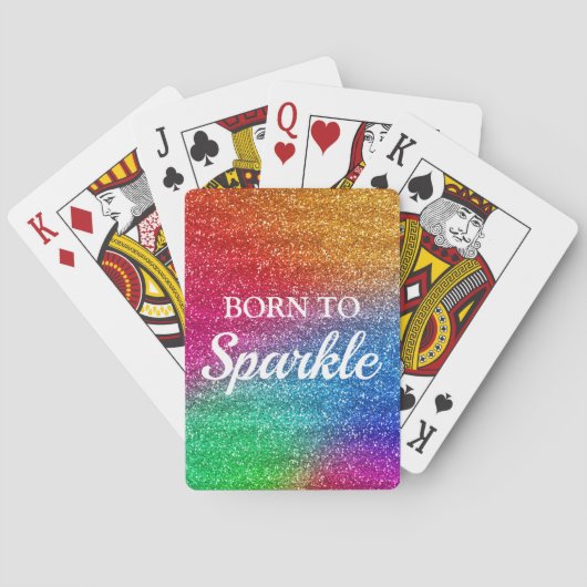 Funkelnd Rainbow-Gradient-Glitzer Geboren zu Spark Spielkarten (Rückseite)
