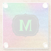 Funkelnd Rainbow-Gradient-Glitzer-Monogramm Glasuntersetzer (Rückseite)