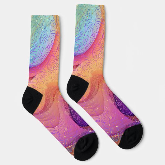 Funkelnd Rainbow Mandala Socken (Rechts)