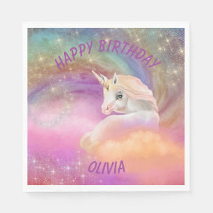 Funkelnd Rainbow Universum Unicorn Geburtstag Serviette