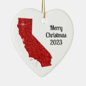 Funkelnd Red Glitzer California Frohe Weihnachten Keramik Ornament (Rechts)