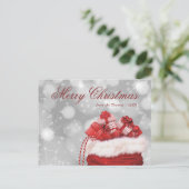 Funkelnd Red Merry Weihnachtsfeiertag Postkarte (Stehend Vorderseite)